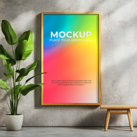 Floating blank frame mockup for gallery wall displays psd