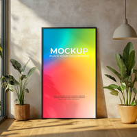 Black matte frame mockup for minimalist graphic design psd