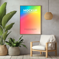 White border empty frame mockup for digital art showcase psd
