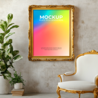 Minimalist empty photo frame mockup for artwork display psd