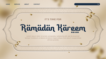 Ramadan Kareem Greetings Landing Page Template Design With Confetti Background psd