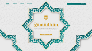 Gradient Ramadhan Landing Page Banner Template Design With Islamic Pattern psd