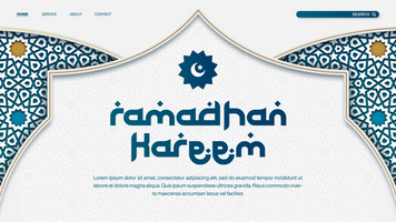Gradient Ramadhan Kareem Landing Page Banner Template Design With Islamic Pattern psd