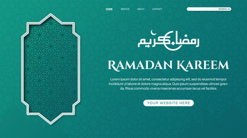 Ramadan Kareem Landing Page Banner Template With with Islamic Pattern Background psd