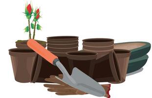 Gardening tools and plants vector
