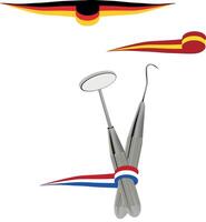 A set of dental tools with a flag and a flag vector