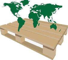 World map on wooden pallets vector