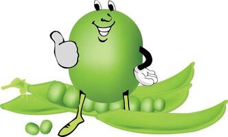 Pea pod cartoon character vector