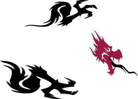 Three different types of dragon tattoos vector