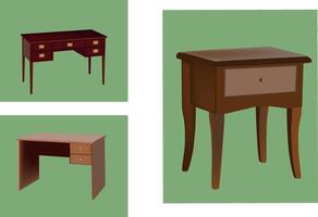 A set of three different types of furniture vector