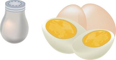 An egg and a salt shaker are shown vector