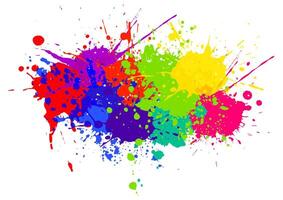 Hand painted rainbow coloured paint splatter background vector