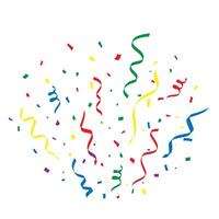 Colorful confetti and streamers on white background. illustration. vector
