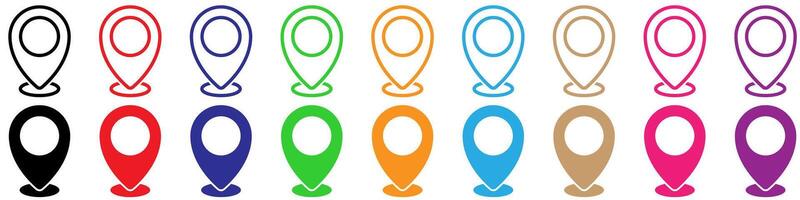Set of map pointers isolated on a white background. illustration. vector