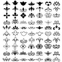Set of decorative elements for design. Black and white illustration. vector