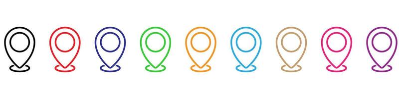 Colorful map pointer icons set on white background. illustration. vector
