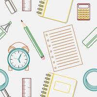 Editable Outline Style School Equipment Vectorized Illustration Icons as Seamless Pattern for Creating Background and Decorative Element of Education or Office Related Design vector