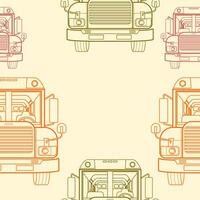 Editable Outline Style Front View School Bus Vectorized Illustration With Various Colors Seamless Pattern for Creating Background of Transportation Vehicle or School and Education Related Design vector
