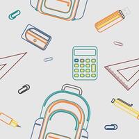 Editable Outline Style School Stuffs Vectorized Illustration Icons as Seamless Pattern for Creating Background and Decorative Element of Education Related Design vector