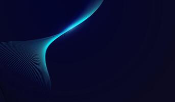 A dark blue abstract background with waving lines pattern for technology and AI concepts in dark background, with blue gradient flowing wave lines. Futuristic technology . vector