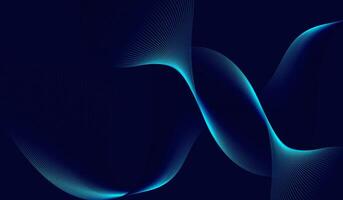 A dark blue abstract waving lines pattern on background for technology and AI concepts with dark background, with blue gradient flowing wave lines. Futuristic technology . vector