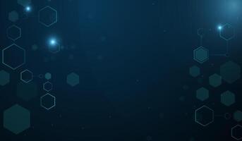 Hexagons shapes with a neon blue glow create a modern, high-tech aesthetic, representing data networks, AI, and innovation, . vector