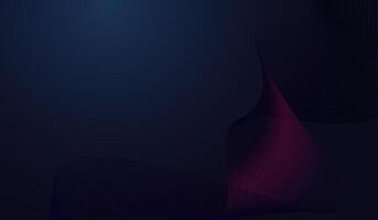 The dark blue abstract composition with glowing wave. Shiny waving lines design element. Modern purple blue gradient flowing wave lines. Futuristic technology concept. illustration. vector