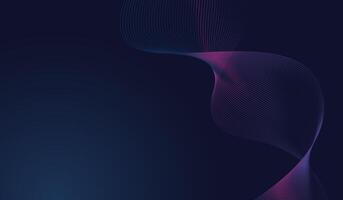 Abstract wave-like design with lines of pink and blue against a dark gradient background. technology background with flowing dynamic waves. illustration vector