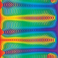 Abstract lines with a zig zag push effect. It looks as is something pushes the lines around. Rainbow colors with rainbow gradient. vector