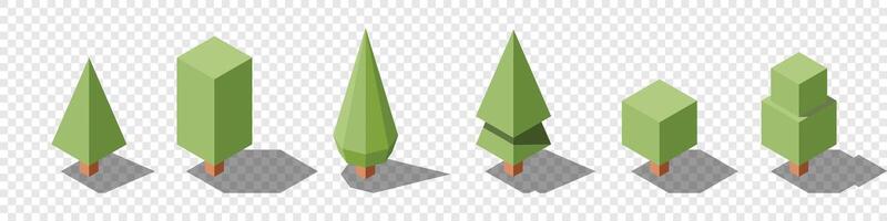 Isometric tree set. Tree isometric set elements. Isometric trees elements for landscape design. Park element set. vector