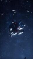 A futuristic spaceship exploring an asteroid belt in deep space video