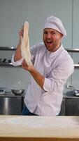 Chef pretends to sing with dough video