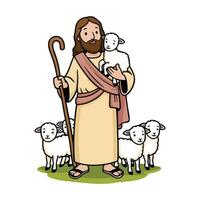 The Good Shepherd and His Flock vector