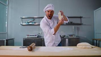Funny Chef Creating a Crocodile with Dough video