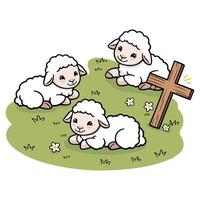 Fluffy Sheep Lounging in the Sun vector
