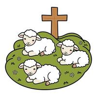 Gentle Sheep Enjoying the Scenery vector