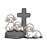 Fluffy Sheep Enjoying the Quiet Moment vector