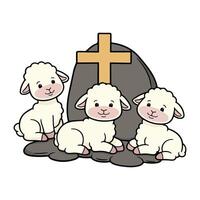 Relaxing Sheep in the Meadow vector