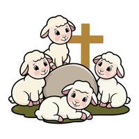 Happy Sheep Taking a Nap vector