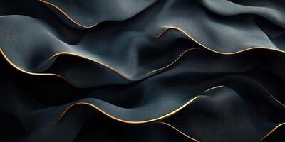 Textured fabric with flowing lines and golden accents in an abstract design photo
