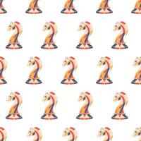 Colorful pattern with chess knight. Seamless pattern with chess knight on white background. Print vector