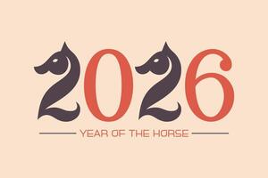 Year of the Horse 2026. Number 2026 with a horse head. Illustration in a modern minimalist style vector