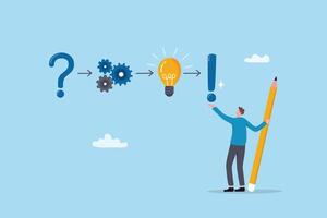 Creative thinking for solution or result, solving problem or question and answer, method or analysis for solution and success, resolution process concept, businessman solving problem with solution. vector
