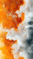 Swirling waves of orange and white capture the essence of a vibrant ocean at sunset photo