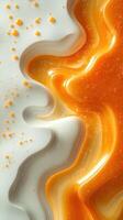 Vibrant swirls of orange and cream create an artistic abstract landscape, evoking warmth and fluidity in design photo