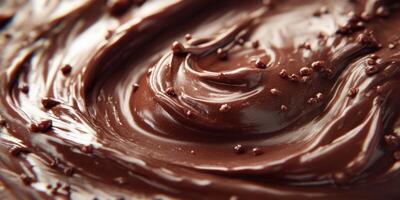 Smooth chocolate swirl with a rich texture in a deep bowl during food preparation session photo