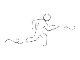 Man running continuous one line art shape isolated. vector