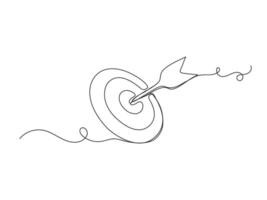 Continuous one line art arrow target icon shape art decoration. vector