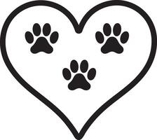 Paw silhouette with love sign on white background vector