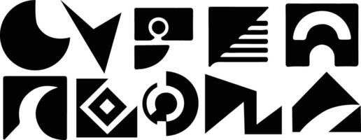 Retro design symbols with postmodern brutalist shapes and distortion glass aesthetics vector